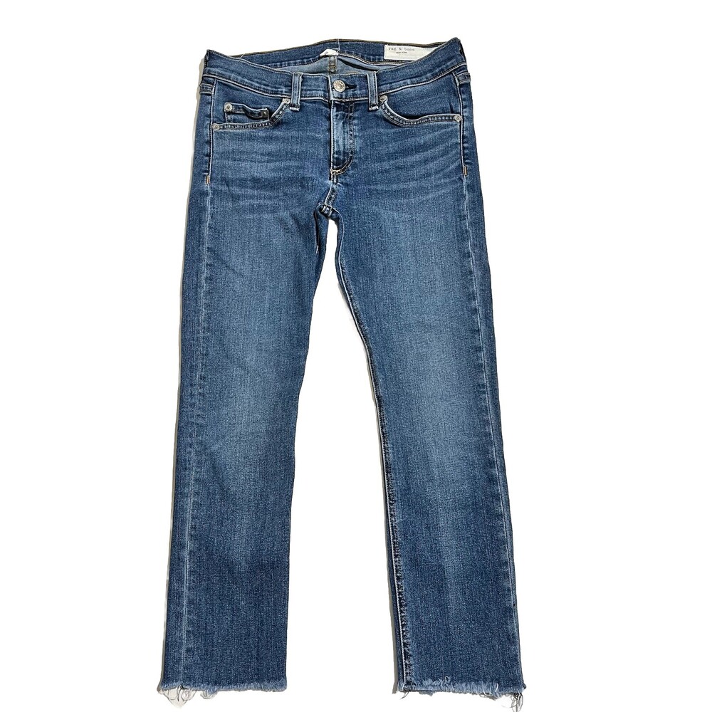 Rag & Bone Jeans Womens 26 Blue Hampton Capri Raw Hem Stretch USA